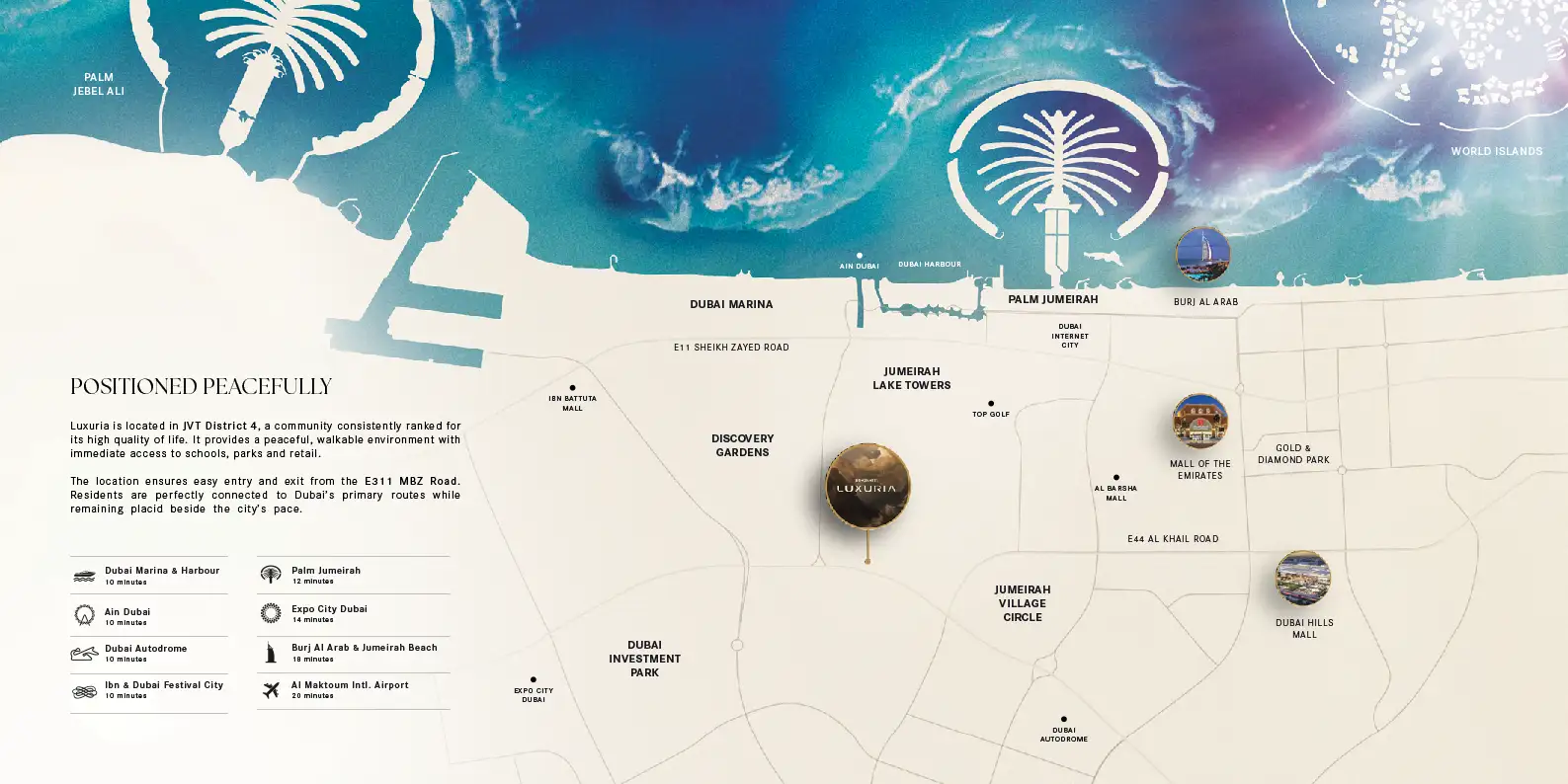 Binghatti Luxuria in Jumeirah Village Triangle Location Map